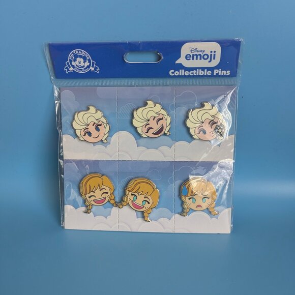 Disney Frozen Anna Elsa Emoji Blitz 6-Pin Booster Set NEW ON CARD - Picture 1 of 4